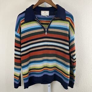 Vintage Express Tricot 1/4 Zip Knit Sweater Medium 90s Rainbow Kidcore Fisherman